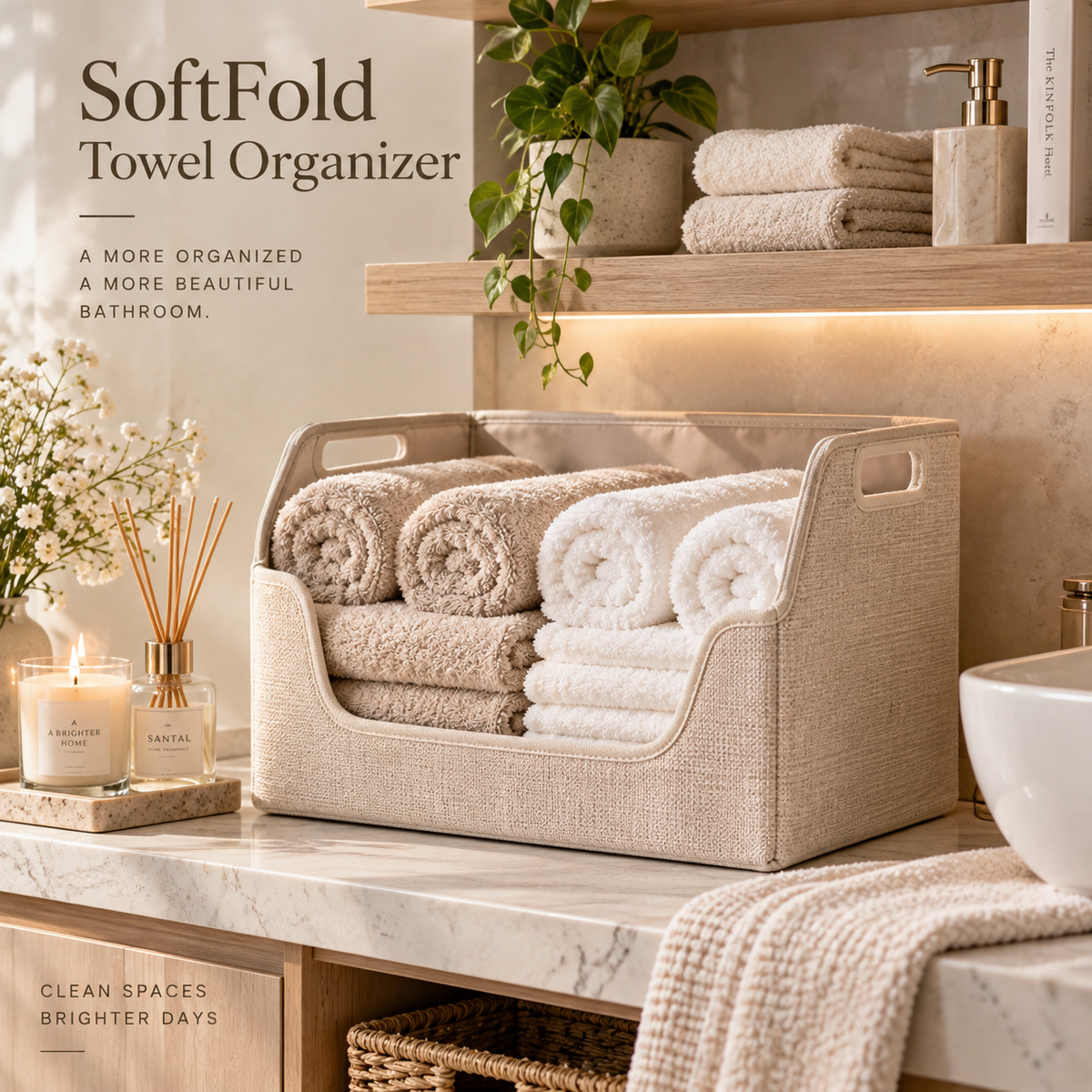 SoftFold Towel Organizer 🧺🤍