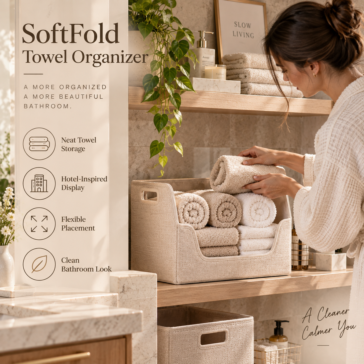 SoftFold Towel Organizer 🧺🤍