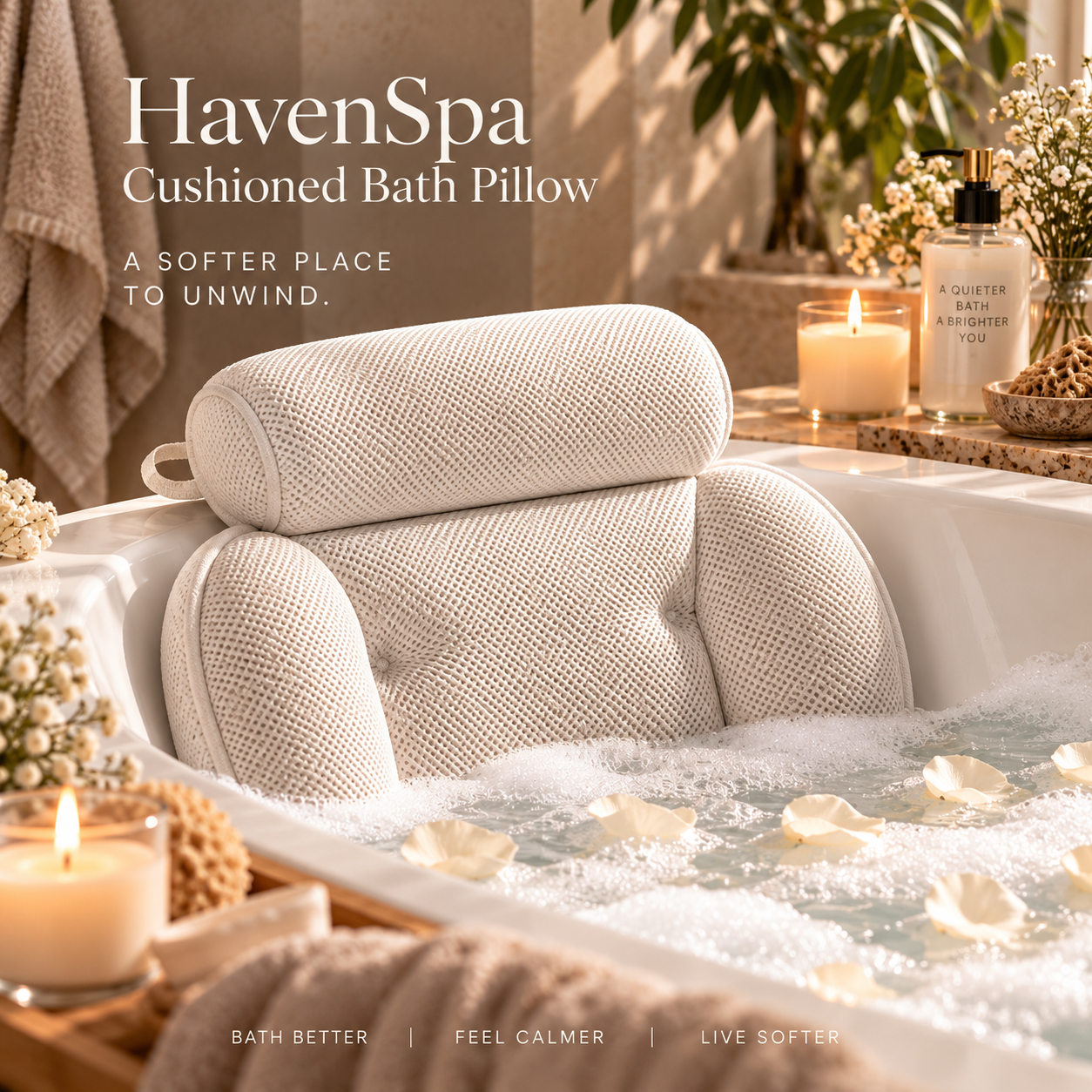 HavenSpa Cushioned Bath Pillow 🛁☁️