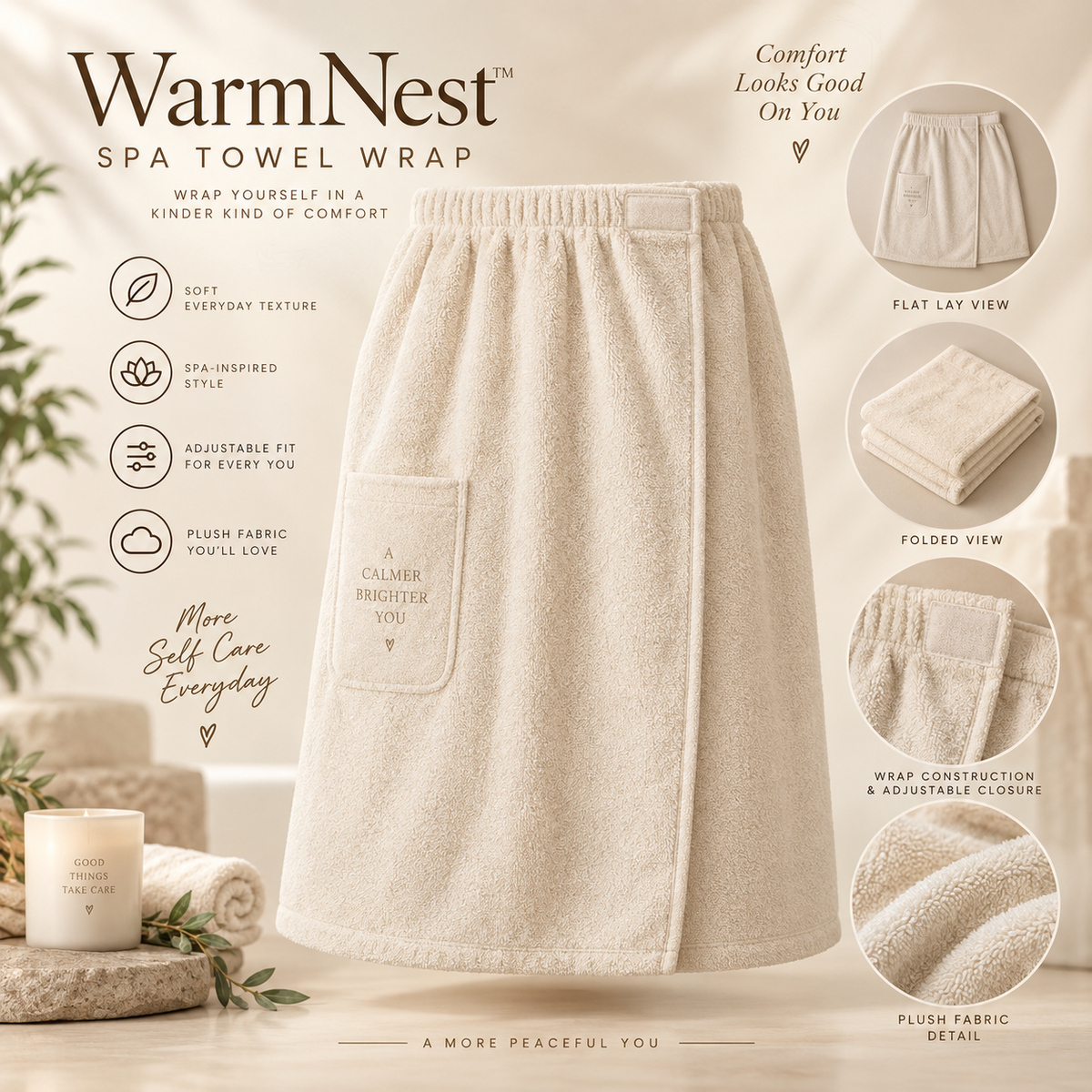 WarmNest Spa Towel Wrap 🤍🧖‍♀️