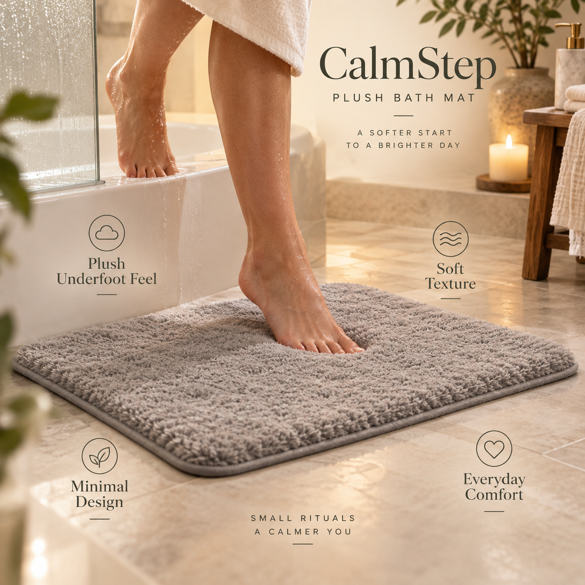 CalmStep Plush Bath Mat ☁️🦶